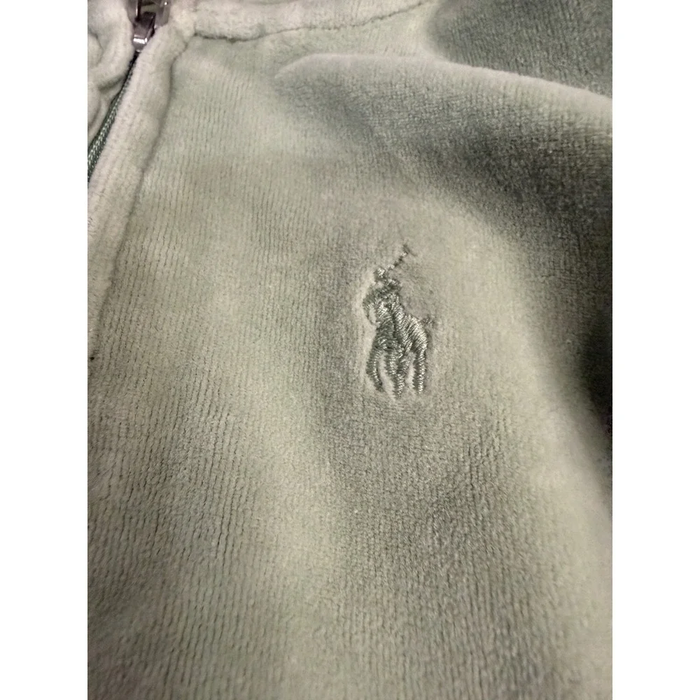 Ralph Lauren Toddler Girls Sage Green Velour Peplum Full Zip Hoodie Size‎ 24M